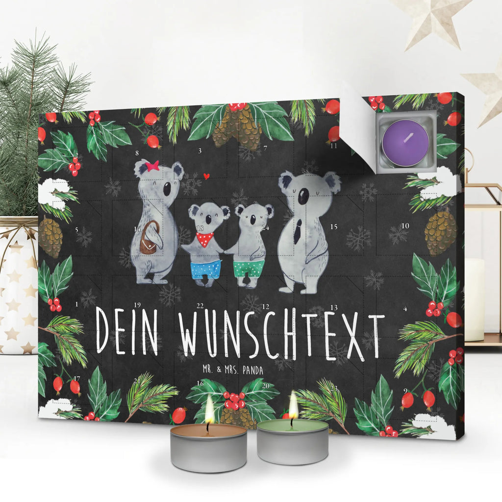 Personalisierter Duftkerzen Adventskalender Koala Familie zwei Personalisierter Duftkerzen Adventskalender, Familie, Vatertag, Muttertag, Bruder, Schwester, Mama, Papa, Oma, Opa, Koala, Koalabär, beste Familie, Familienzeit, Familienleben, Koalafamilie, Lieblingsfamilie