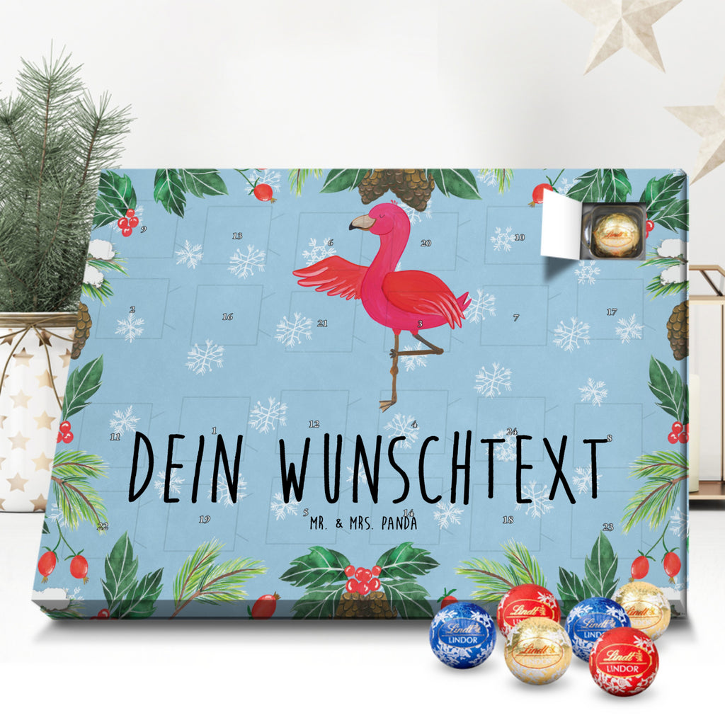 Personalisierter Kugel Markenschokolade Adventskalender Flamingo Yoga Personalisierter Kugel Markenschokolade Adventskalender, Flamingo, Vogel, Yoga, Namaste, Achtsamkeit, Yoga-Übung, Entspannung, Ärger, Aufregen, Tiefenentspannung