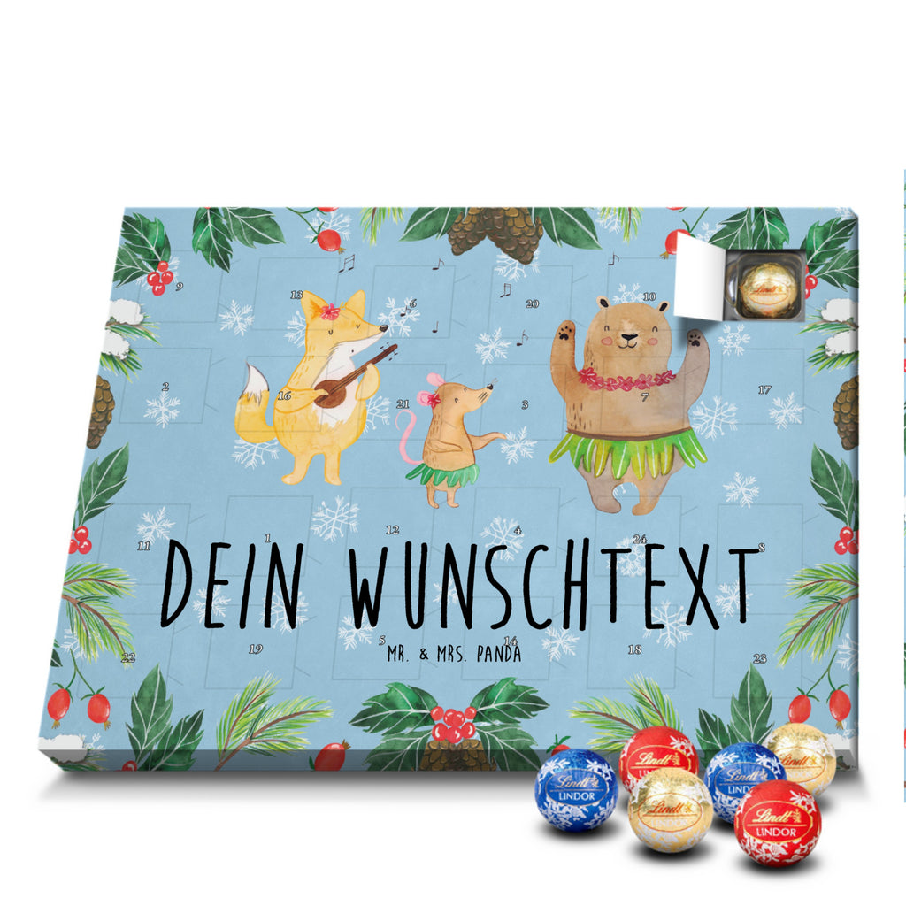 Personalisierter Kugel Markenschokolade Adventskalender Waldtiere Aloha Personalisierter Kugel Markenschokolade Adventskalender, Tiermotive, Gute Laune, lustige Sprüche, Tiere, Wald, Waldtiere, Musik, Aloha, Bär, Hase, Igel, Tanzen, Leben, Lachen