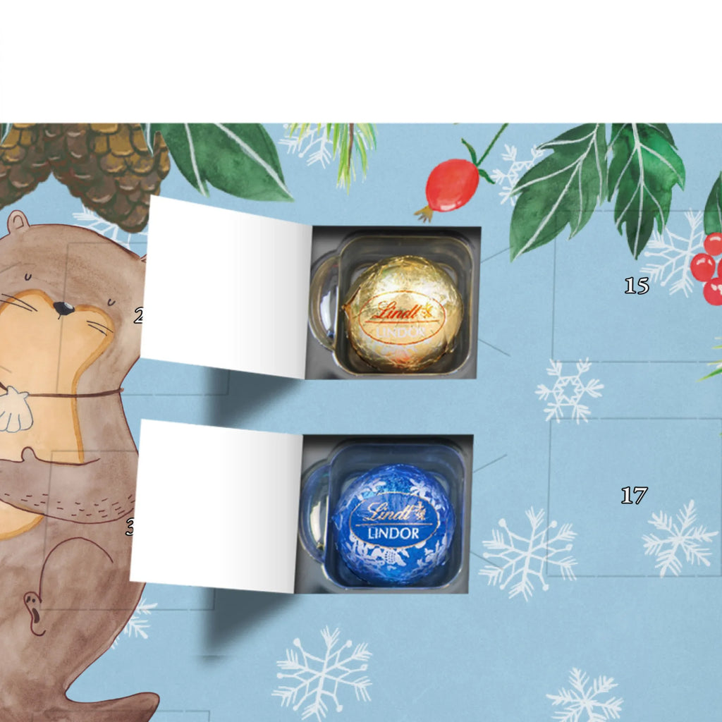 Personalisierter Kugel Markenschokolade Adventskalender Otter Muschel Personalisierter Kugel Markenschokolade Adventskalender, Otter, Fischotter, Seeotter, Otterliebe, grübeln, träumen, Motivation, Tagträumen, Büro