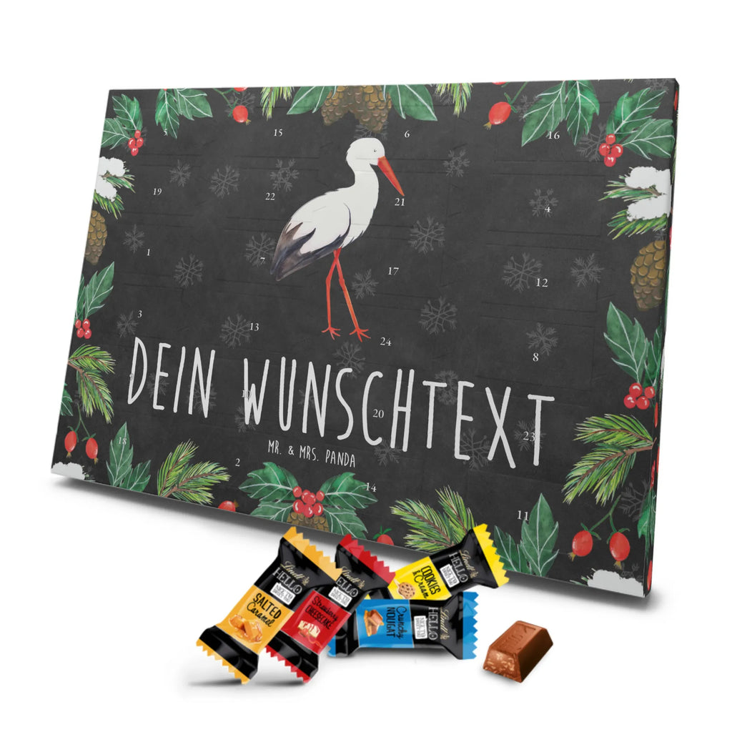 Personalisierter Markenschokolade Adventskalender Storch Personalisierter Adventskalender, Tiermotive, Gute Laune, lustige Sprüche, Tiere, Storch, Störche, Schwangerschaft, Geburt, Mutter, Mütter, Mutter werden, Schwanger, Babybauch, Baby