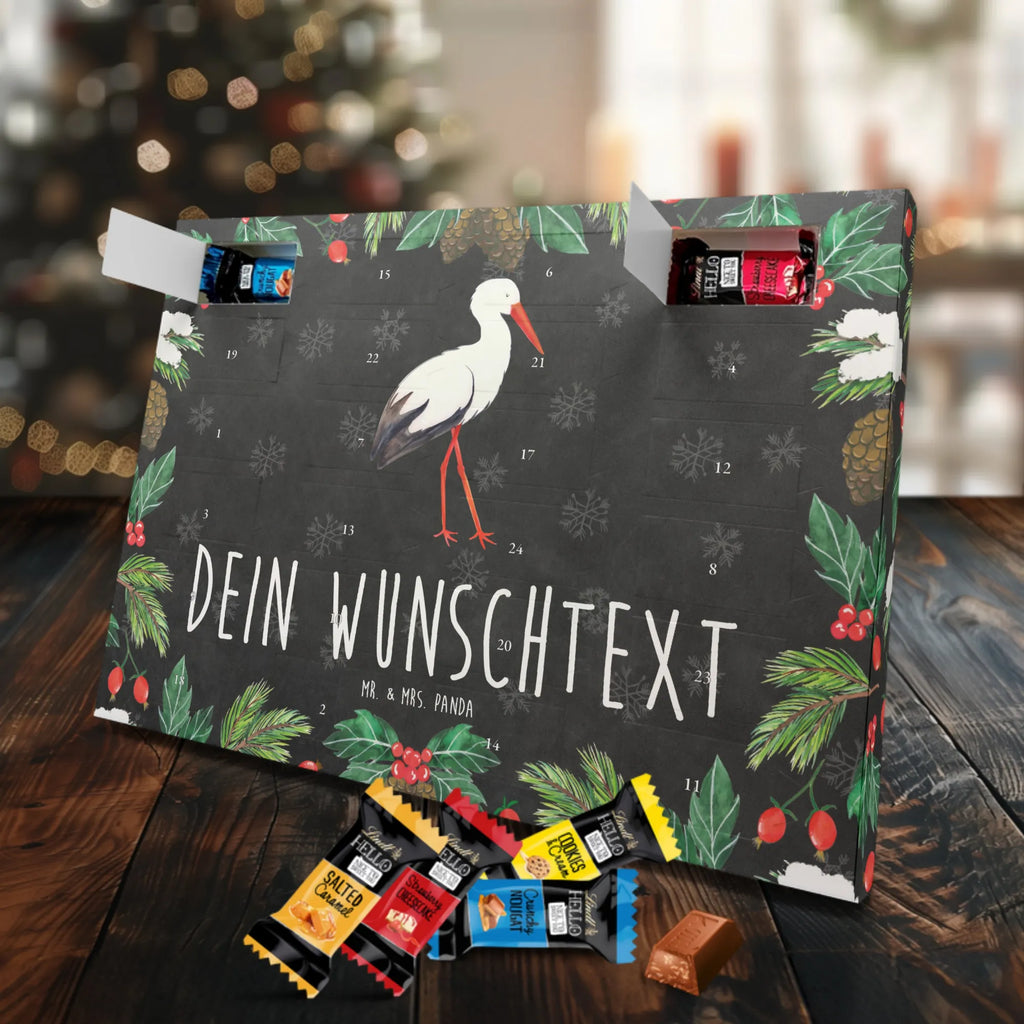 Personalisierter Markenschokolade Adventskalender Storch Personalisierter Adventskalender, Tiermotive, Gute Laune, lustige Sprüche, Tiere, Storch, Störche, Schwangerschaft, Geburt, Mutter, Mütter, Mutter werden, Schwanger, Babybauch, Baby