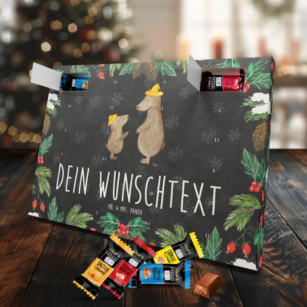 Personalisierter Markenschokolade Adventskalender Bären mit Hut Personalisierter Adventskalender, Familie, Vatertag, Muttertag, Bruder, Schwester, Mama, Papa, Oma, Opa, Bär, Bären, Vater, Papi, Paps, Dad, Daddy, Lieblingsmensch, Sohn, Söhne, Kind, Kinder, Vater-Sohn, Family, Vorbild