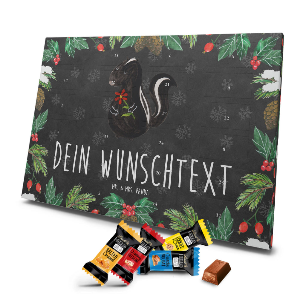 Personalisierter Markenschokolade Adventskalender Stinktier Blume Personalisierter Adventskalender, Stinktier, Skunk, Wildtier, Raubtier, Stinker, Stinki, Tagträumer, verträumt, Dreams, Träume