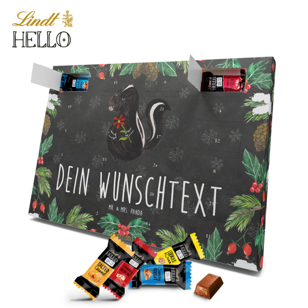 Personalisierter Markenschokolade Adventskalender Stinktier Blume Personalisierter Adventskalender, Stinktier, Skunk, Wildtier, Raubtier, Stinker, Stinki, Tagträumer, verträumt, Dreams, Träume