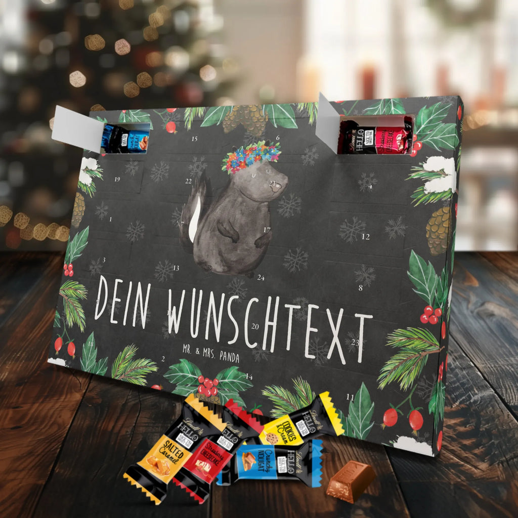 Personalisierter Markenschokolade Adventskalender Stinktier Mädchen Personalisierter Adventskalender, Stinktier, Skunk, Wildtier, Raubtier, Stinker, Stinki, Yoga, Namaste, Lebe, Liebe, Lache