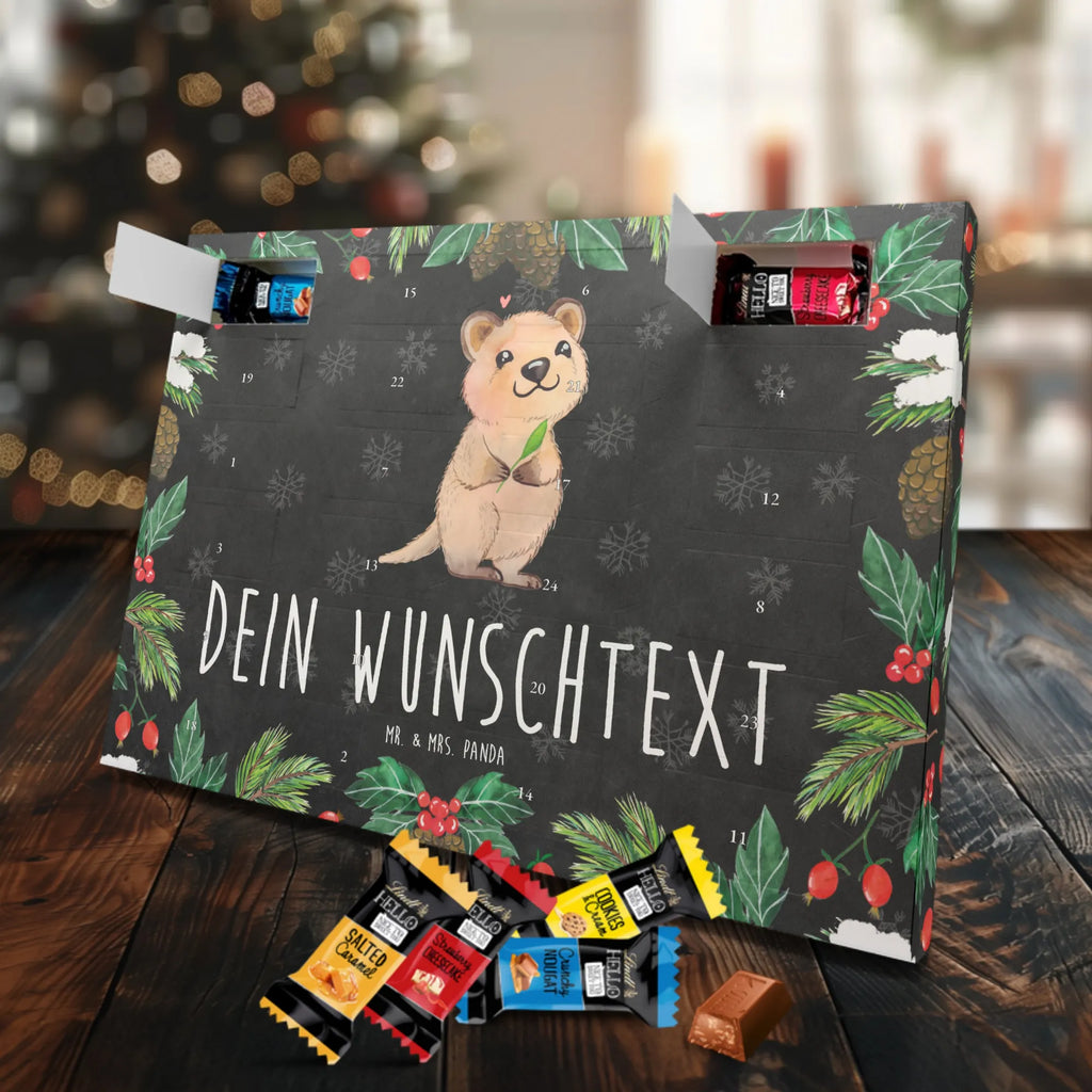 Personalisierter Markenschokolade Adventskalender Quokka Happy Personalisierter Adventskalender, Tiermotive, Gute Laune, lustige Sprüche, Tiere, Quokka, Verschieben, Aufschieberitis, Lustiger Spruch, Niedliches Tier, Dinge erledigen