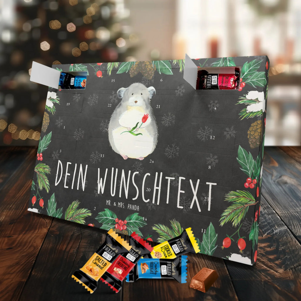 Personalisierter Markenschokolade Adventskalender Chinchilla Blume Personalisierter Adventskalender, Tiermotive, Gute Laune, lustige Sprüche, Tiere, Chinchilla, Chinchillas, Liebeskummer, Kummer, Depressionen, traurig sein, Chaos, Glücklichsein, Büro, Büroalltag