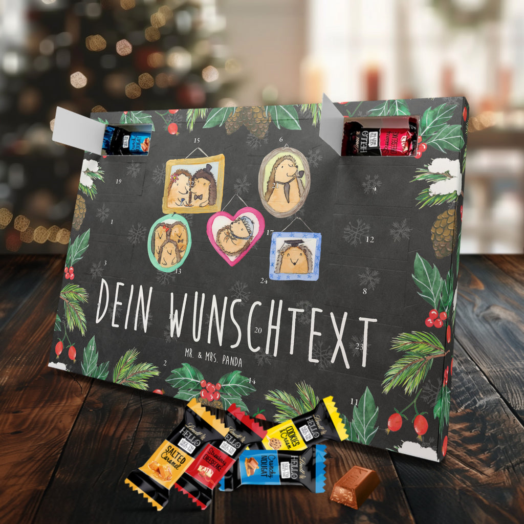 Personalisierter Markenschokolade Adventskalender Igel Familie Personalisierter Adventskalender, Familie, Vatertag, Muttertag, Bruder, Schwester, Mama, Papa, Oma, Opa, Liebe, Igel, Bilder, Zusammenhalt, Glück