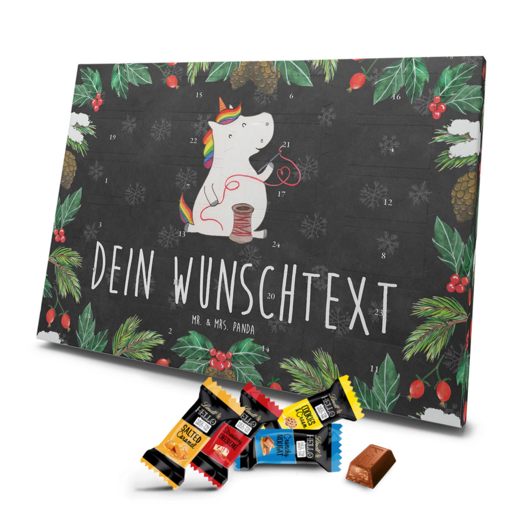 Personalisierter Markenschokolade Adventskalender Einhorn Näherin Personalisierter Adventskalender, Einhorn, Einhörner, Einhorn Deko, Pegasus, Unicorn, Näherin, nähen, Mädchen, Freundin, Häkeln, Stricken, basteln, Nähzimmer