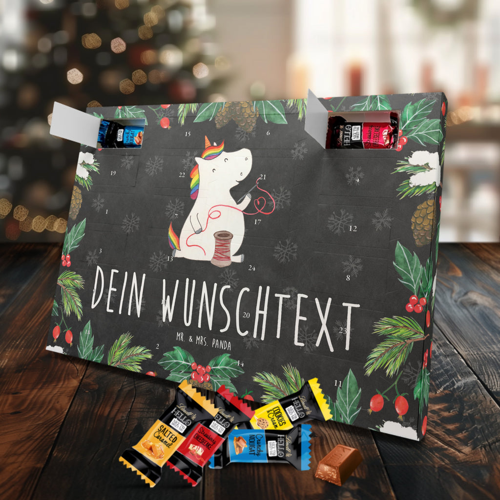 Personalisierter Markenschokolade Adventskalender Einhorn Näherin Personalisierter Adventskalender, Einhorn, Einhörner, Einhorn Deko, Pegasus, Unicorn, Näherin, nähen, Mädchen, Freundin, Häkeln, Stricken, basteln, Nähzimmer