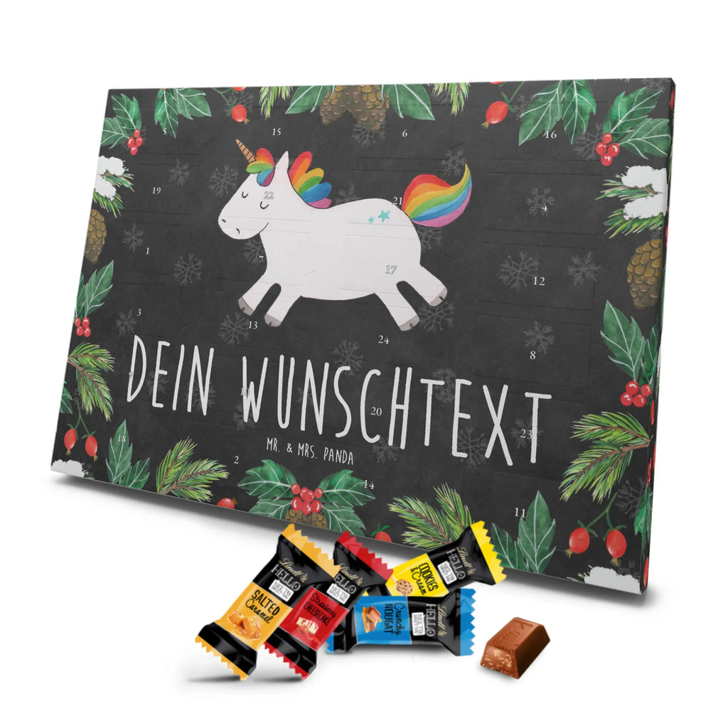 Personalisierter Markenschokolade Adventskalender Einhorn Happy Personalisierter Adventskalender, Einhorn, Einhörner, Einhorn Deko, Pegasus, Unicorn, glücklich, fröhlich, Spaß, Freude, Lebensfreude, witzig, spannend, Lächeln, Lachen