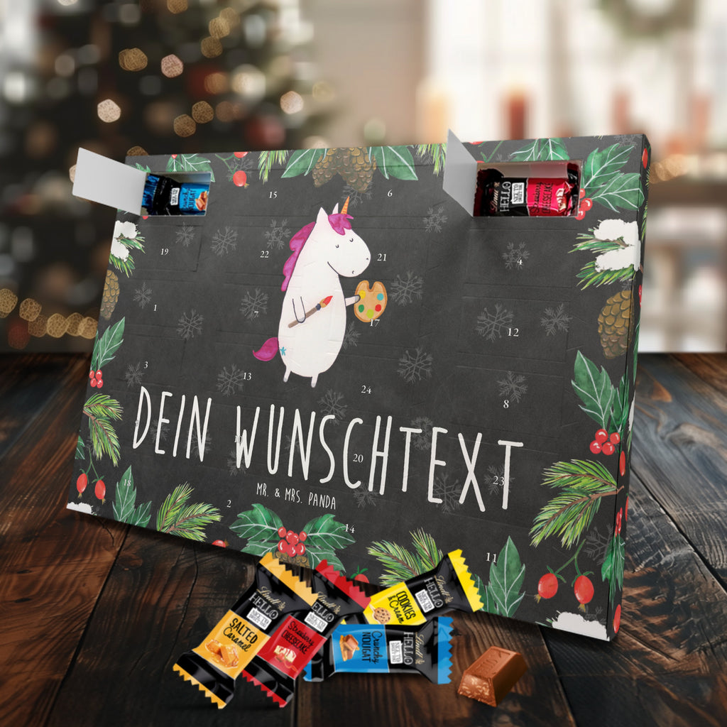 Personalisierter Markenschokolade Adventskalender Einhorn Künstler Personalisierter Adventskalender, Einhorn, Einhörner, Einhorn Deko, Pegasus, Unicorn, Englisch, Künstler, Artist, Malen, Zeichnen, Welt, Farbe, Stift, Pinsel, Geschenk, Maler