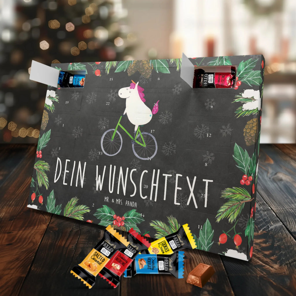 Personalisierter Markenschokolade Adventskalender Einhorn Radfahrer Personalisierter Adventskalender, Einhorn, Einhörner, Einhorn Deko, Pegasus, Unicorn, Radfahren, Radfahrer, Rad, Bike, Feenstaub, Konfetti, Luxusproblem, Kummer, Liebeskummer