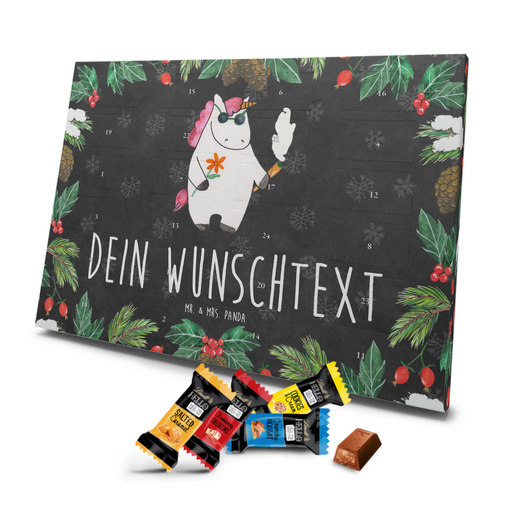 Personalisierter Markenschokolade Adventskalender Einhorn Woodstock Personalisierter Adventskalender, Einhorn, Einhörner, Einhorn Deko, Pegasus, Unicorn, Kiffen, Joint, Zigarette, Alkohol, Party, Spaß. lustig, witzig, Woodstock