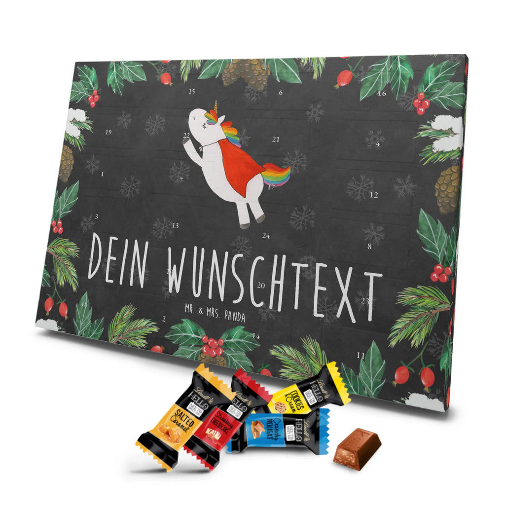 Personalisierter Markenschokolade Adventskalender Einhorn Super Personalisierter Adventskalender, Einhorn, Einhörner, Einhorn Deko, Pegasus, Unicorn, Traummann, Superheld, Held, Freundin, Geschenk, Girl, Mädchen