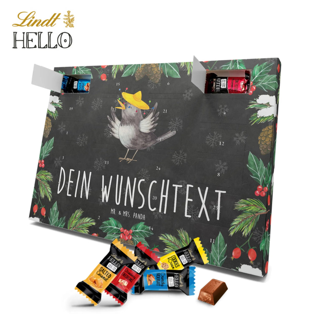 Personalisierter Markenschokolade Adventskalender Rabe Sombrero Personalisierter Adventskalender, Tiermotive, Gute Laune, lustige Sprüche, Tiere, Rabe, Vogel, Vögel, Spruch positiv, fröhlich sein, glücklich sein, Glück Spruch, froh, Elster, Motivation