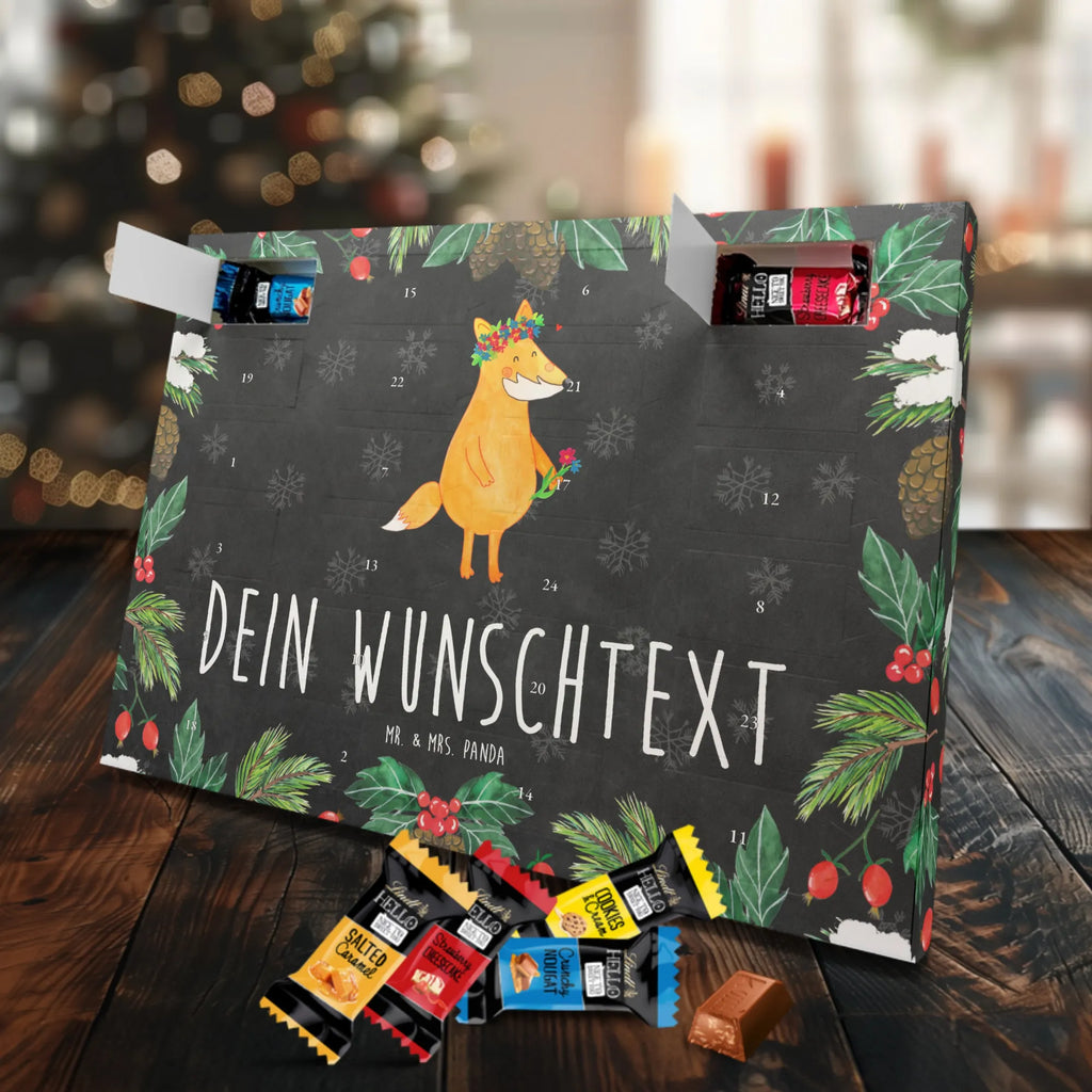 Personalisierter Markenschokolade Adventskalender Fuchs Blumen Personalisierter Adventskalender, Fuchs, Füchse, Fox, Liebe, Freundin, Fuchsmädchen, Blumenmädchen, Freundinnen, Liebesbeweis, Blume, Blumen, Motivation, Freude, ich, mich, Selbstliebe