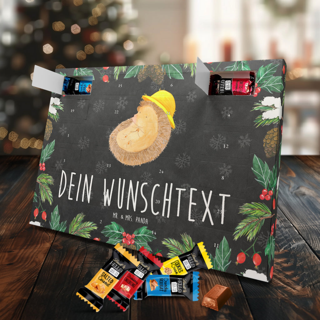 Personalisierter Markenschokolade Adventskalender Igel Beten Personalisierter Adventskalender, Tiermotive, Gute Laune, lustige Sprüche, Tiere, Igel, Igel mit Hut, Sonnenhut, Gott, Amen, beten, Leben, Dankbarkeit, Dankbar sein, dankbar, genießen