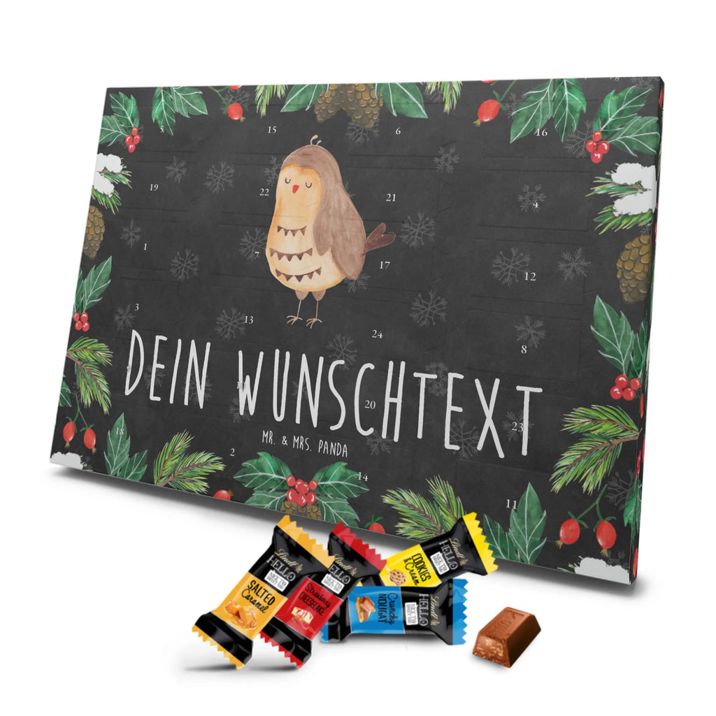 Personalisierter Markenschokolade Adventskalender Eule Zufrieden Personalisierter Adventskalender, Eule, Eule Spruch, Eule deko, Owl, Liebe Spruch, Romantisch, Wortspiel lustig, Spruch schön, Geschenk Hochzeitstag