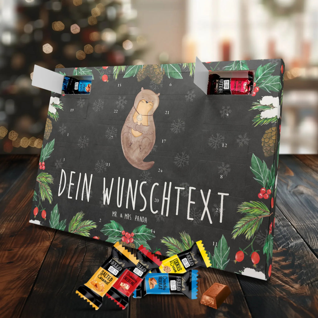 Personalisierter Markenschokolade Adventskalender Otter Muschel Personalisierter Adventskalender, Otter, Fischotter, Seeotter, Otterliebe, grübeln, träumen, Motivation, Tagträumen, Büro