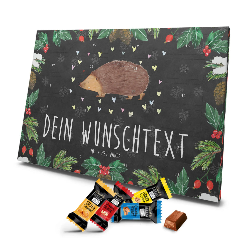 Personalisierter Markenschokolade Adventskalender Igel Herzen Personalisierter Adventskalender, Tiermotive, Gute Laune, lustige Sprüche, Tiere, Liebe, Herz, Herzen, Igel, Vertrauen, Kuss, Leben