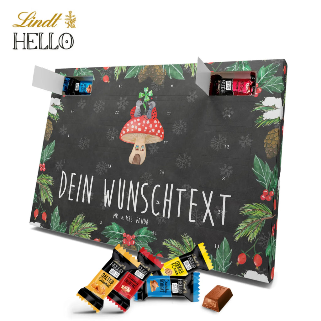 Personalisierter Markenschokolade Adventskalender Marienkäfer Fliegenpilz Personalisierter Adventskalender, Tiermotive, Gute Laune, lustige Sprüche, Tiere, Haus, Wohnung, zuhause, Fliegenpilz, Marienkäfer, Fleigenpilzhaus