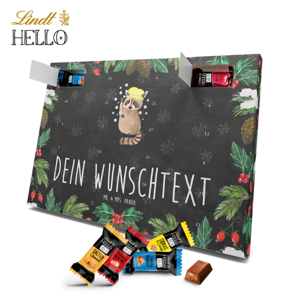 Personalisierter Markenschokolade Adventskalender Waschbär Personalisierter Adventskalender, Tiermotive, Gute Laune, lustige Sprüche, Tiere, Waschbär, Tagträumen, Plan, Fröhlich, waschen, Seifenblasen