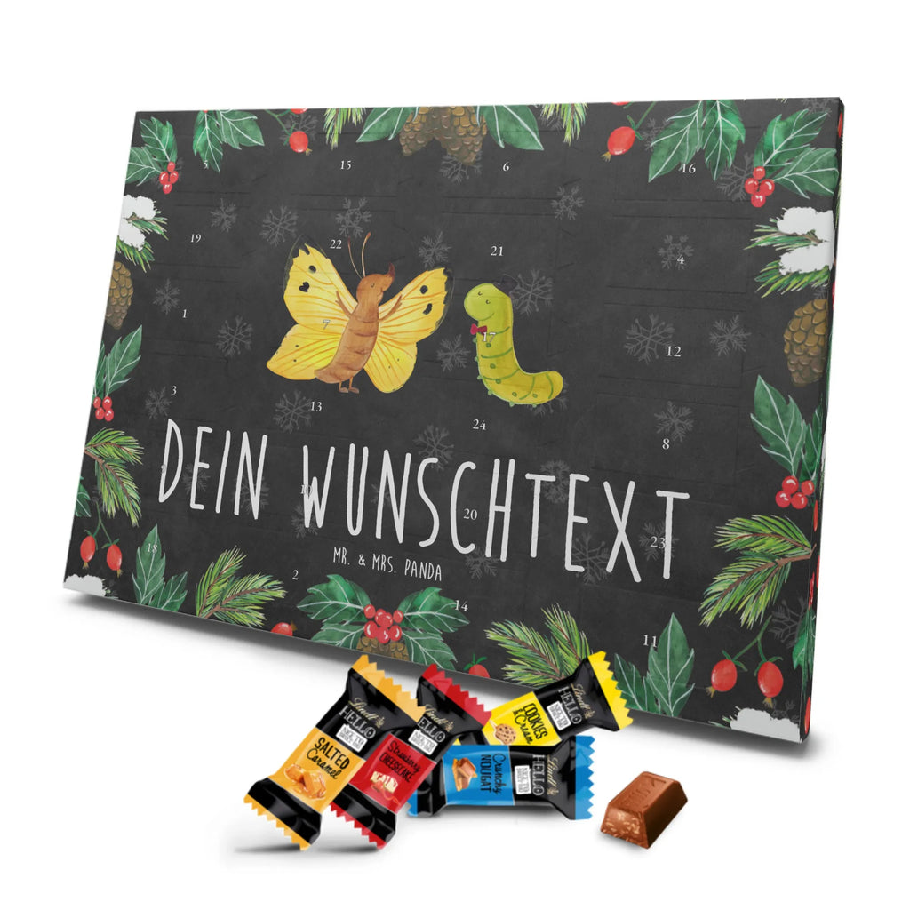 Personalisierter Markenschokolade Adventskalender Raupe Schmetterling Personalisierter Adventskalender, Tiermotive, Gute Laune, lustige Sprüche, Tiere, Raupe, Schmetterling, Zitronenfalter, Entwicklung, Erwachsen werden, Kokon, Hut, Hütchen, Schönheit, Aufwachsen