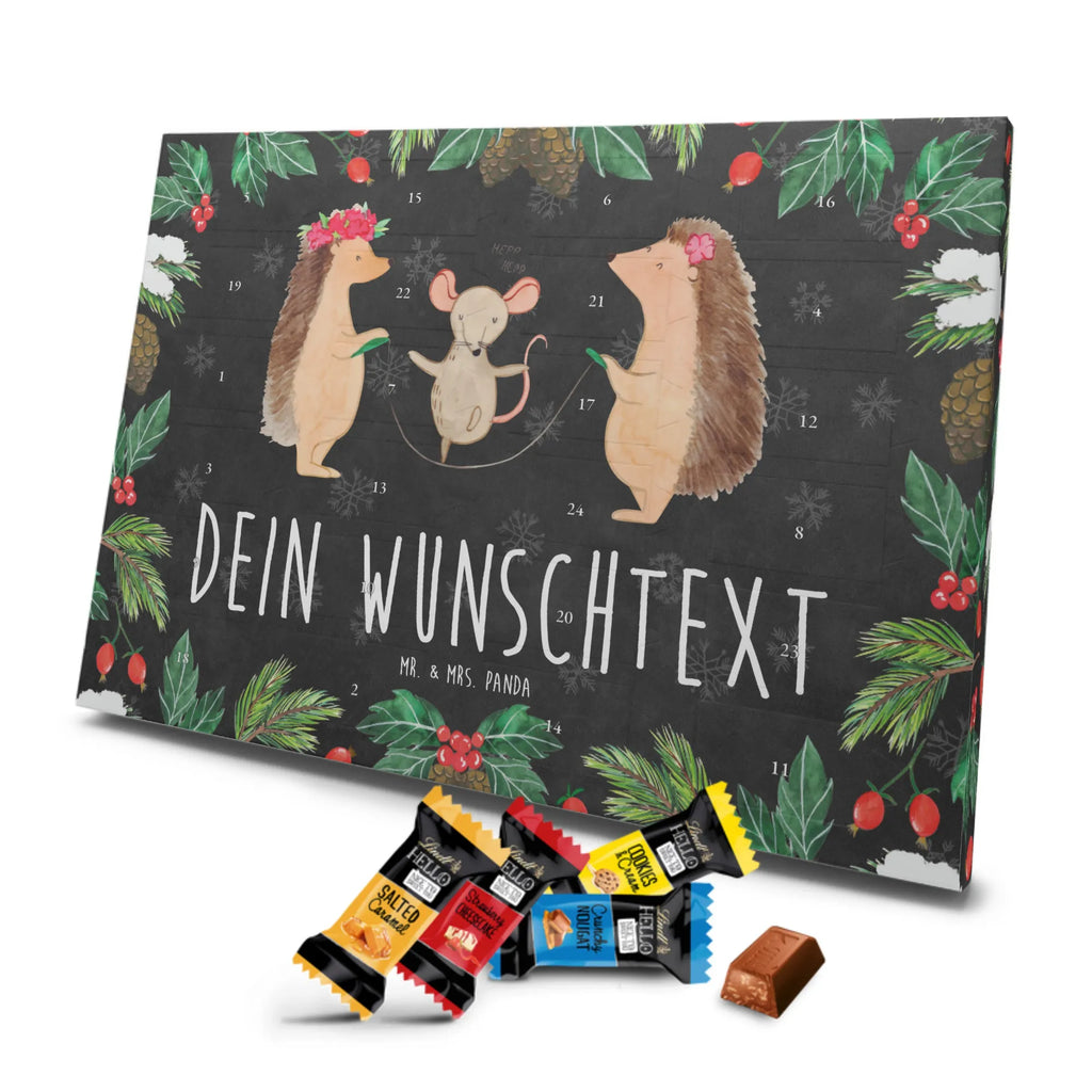 Personalisierter Markenschokolade Adventskalender Igel Seilhüpfen Personalisierter Adventskalender, Tiermotive, Gute Laune, lustige Sprüche, Tiere, Igel, Maus, Seilspringen, Seilhüpfen, Kinder, Kindergarten