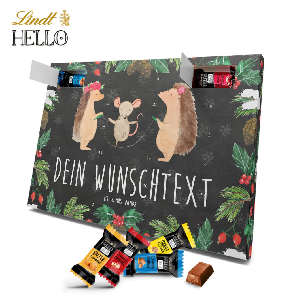 Personalisierter Markenschokolade Adventskalender Igel Seilhüpfen Personalisierter Adventskalender, Tiermotive, Gute Laune, lustige Sprüche, Tiere, Igel, Maus, Seilspringen, Seilhüpfen, Kinder, Kindergarten