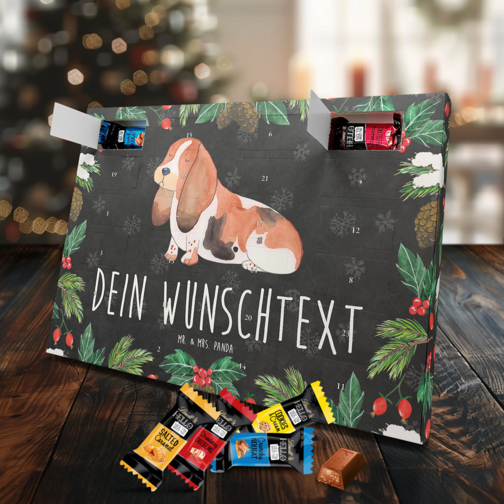 Personalisierter Markenschokolade Adventskalender Hund Basset Hound Personalisierter Adventskalender, Hund, Hundemotiv, Haustier, Hunderasse, Tierliebhaber, Hundebesitzer, Sprüche, Basset Hound, Basset, Hundeliebe, kinderlos