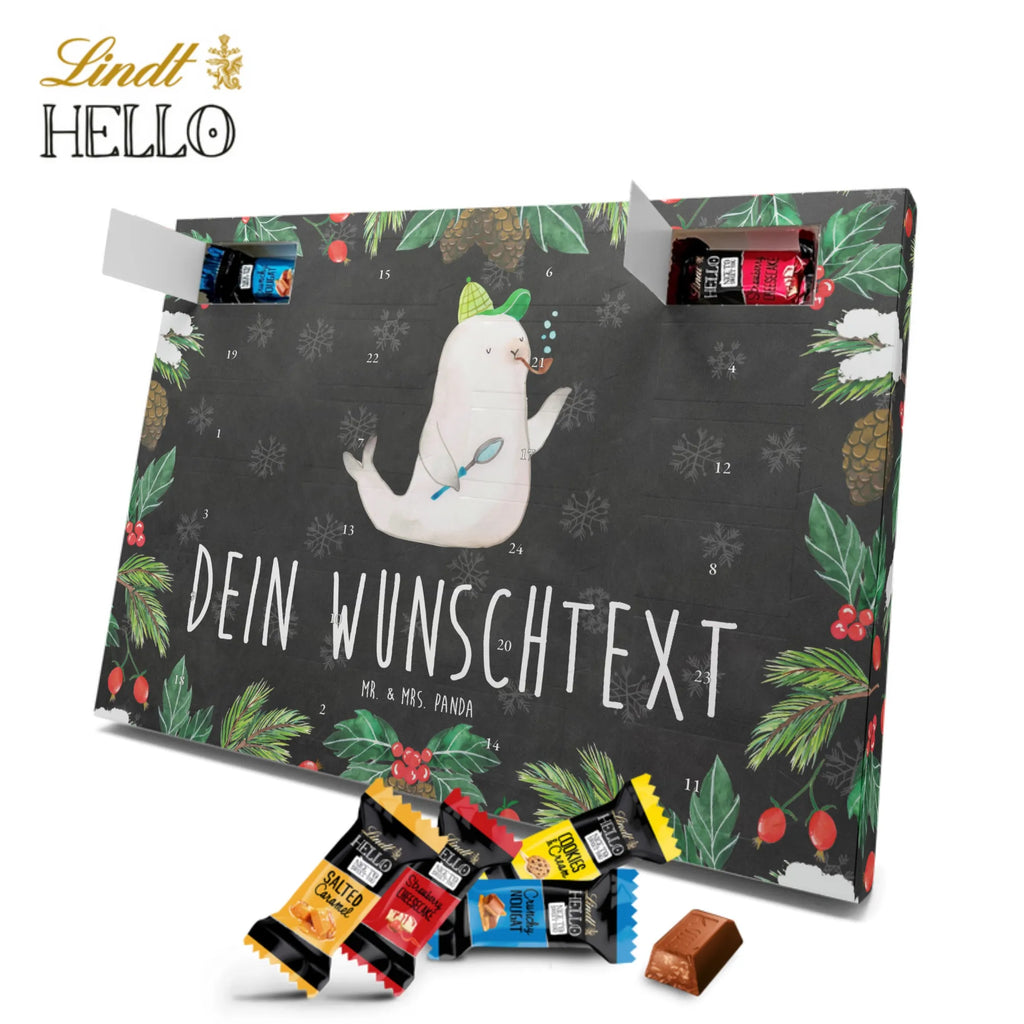 Personalisierter Markenschokolade Adventskalender Robbe Sherlock Personalisierter Adventskalender, Tiermotive, Gute Laune, lustige Sprüche, Tiere