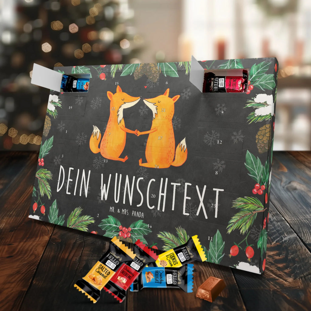 Personalisierter Markenschokolade Adventskalender Füchse Liebe Personalisierter Adventskalender, Fuchs, Füchse, Fox, Liebe, Liebespaar, Paar, Partner, Freundin, Freund, Ehe, Verlobte, Ehemann, Ehefrau, Liebesbeweis