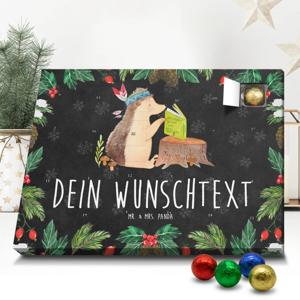 Personalisierter Schoko Adventskalender Igel Federschmuck Personalisierter Adventskalender, Adventskalender mit Namen, Waldtiere, Tiere, Igel, Indianer, Abenteuer, Lagerfeuer, Camping