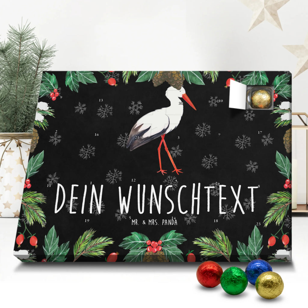 Personalisierter Schoko Adventskalender Storch Personalisierter Adventskalender, Adventskalender mit Namen, Tiermotive, Gute Laune, lustige Sprüche, Tiere, Storch, Störche, Schwangerschaft, Geburt, Mutter, Mütter, Mutter werden, Schwanger, Babybauch, Baby