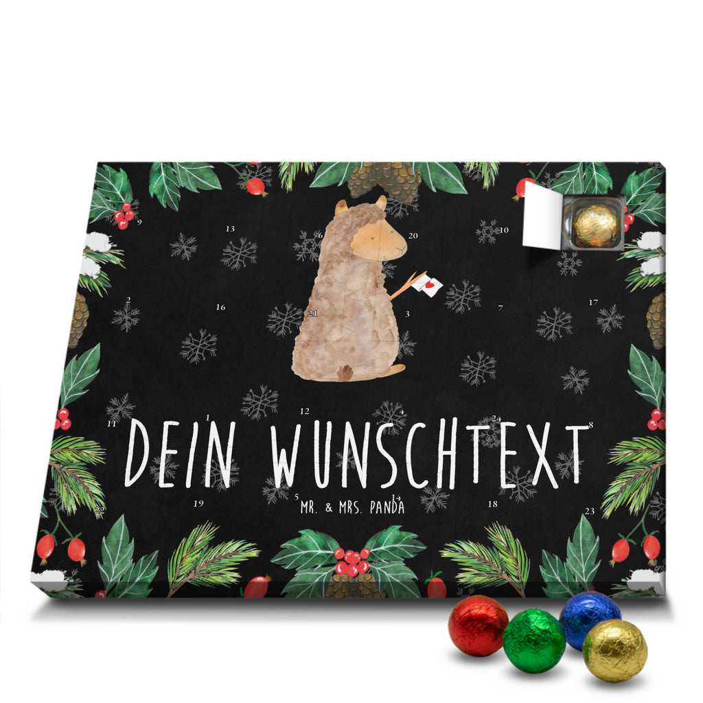 Personalisierter Schoko Adventskalender Alpaka Fahne Personalisierter Adventskalender, Adventskalender mit Namen, Alpaka, Lama, Alpakas, Lamas, Liebe