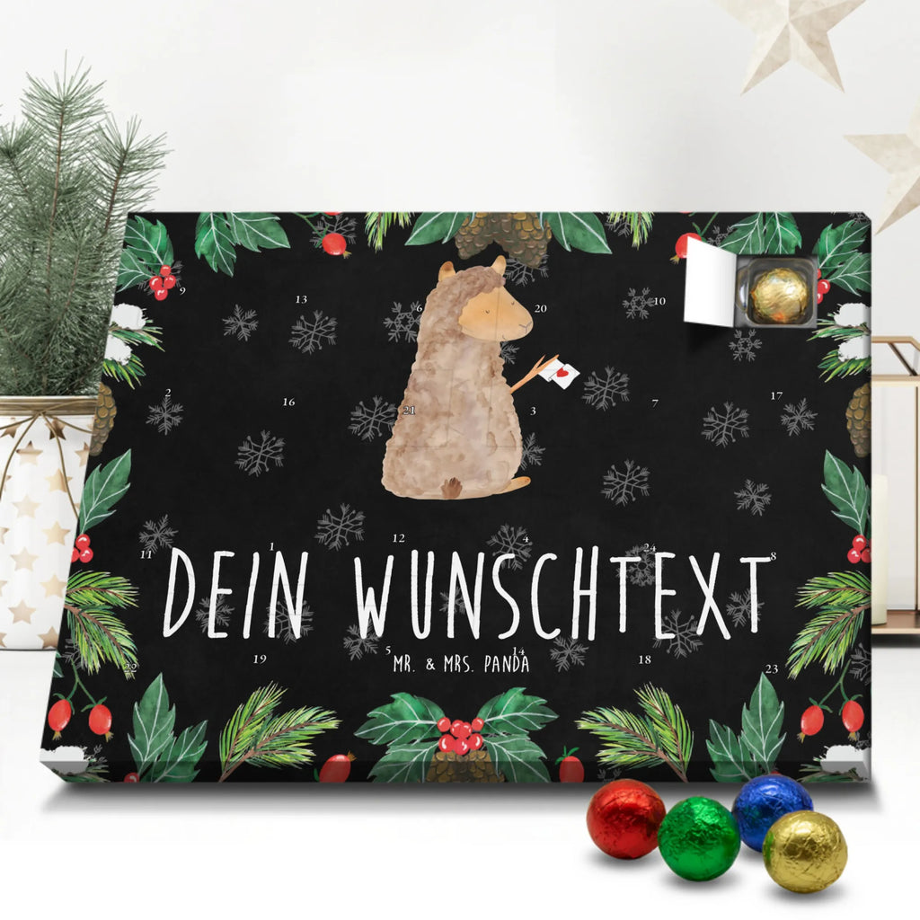 Personalisierter Schoko Adventskalender Alpaka Fahne Personalisierter Adventskalender, Adventskalender mit Namen, Alpaka, Lama, Alpakas, Lamas, Liebe