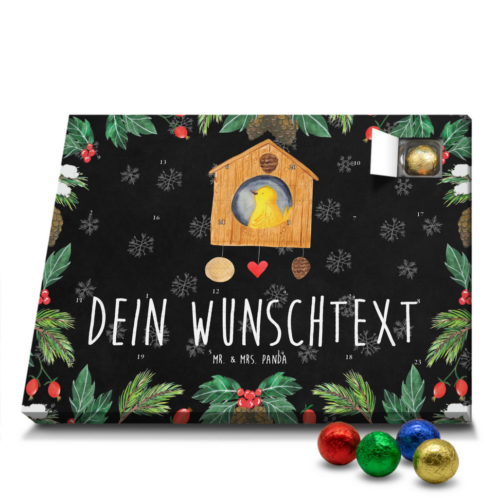 Personalisierter Schoko Adventskalender Vogelhaus Home Personalisierter Adventskalender, Adventskalender mit Namen, Tiermotive, Gute Laune, lustige Sprüche, Tiere, Vogelhaus, Vogel, Home sweet Home, Einzug, Umzug, Geschenk, Einzugsgeschenk, Hausbau, Haus