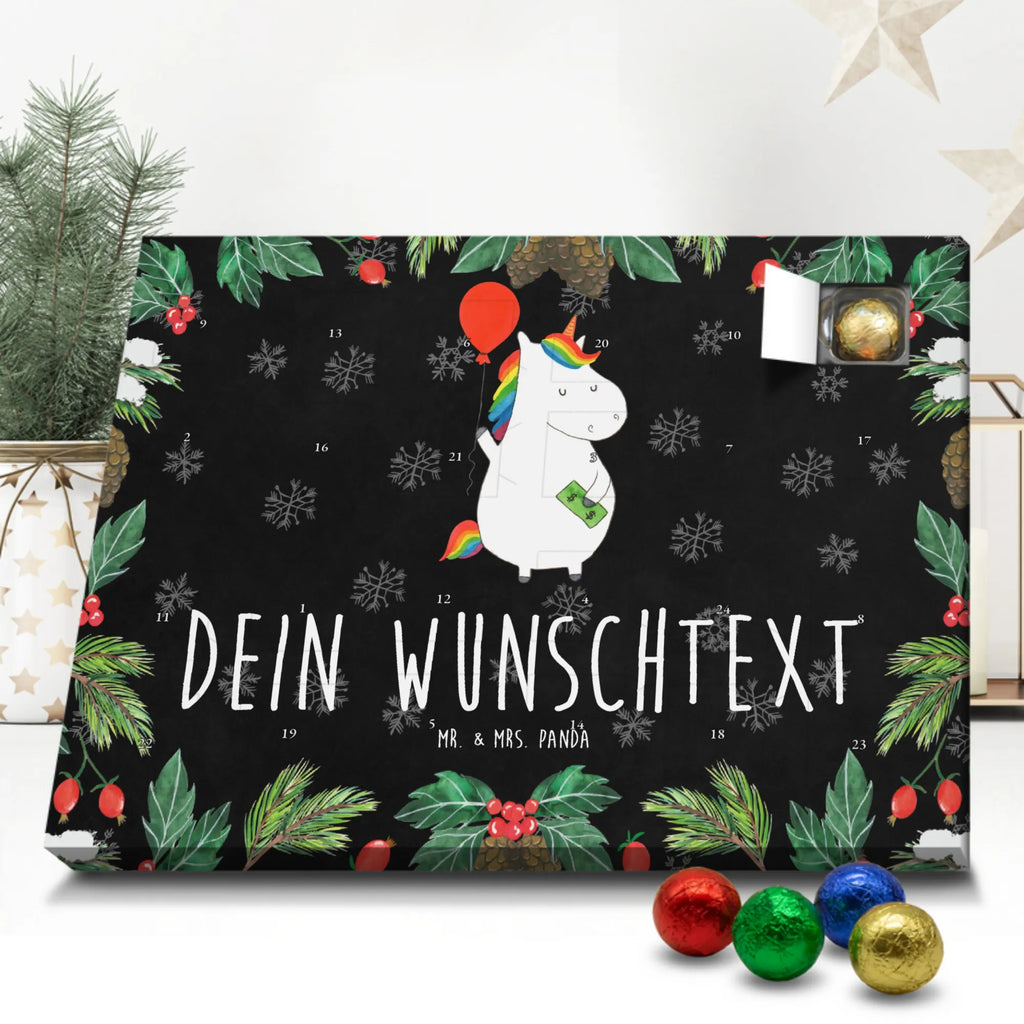 Personalisierter Schoko Adventskalender Einhorn Luftballon Personalisierter Adventskalender, Adventskalender mit Namen, Einhorn, Einhörner, Einhorn Deko, Pegasus, Unicorn, Luftballon, Geld, Lebenslust, Freude, Geschenk, Freundin