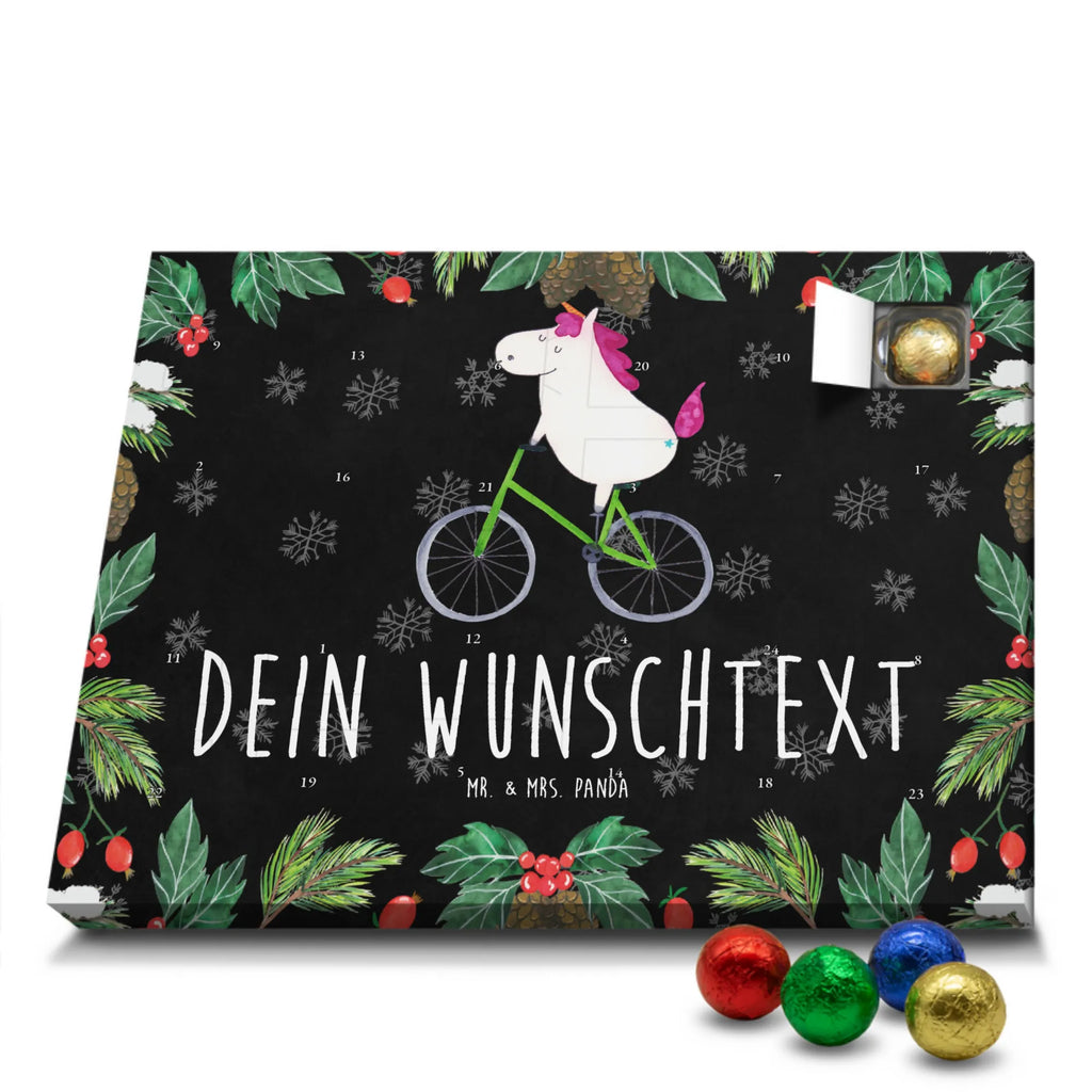 Personalisierter Schoko Adventskalender Einhorn Radfahrer Personalisierter Adventskalender, Adventskalender mit Namen, Einhorn, Einhörner, Einhorn Deko, Pegasus, Unicorn, Radfahren, Radfahrer, Rad, Bike, Feenstaub, Konfetti, Luxusproblem, Kummer, Liebeskummer