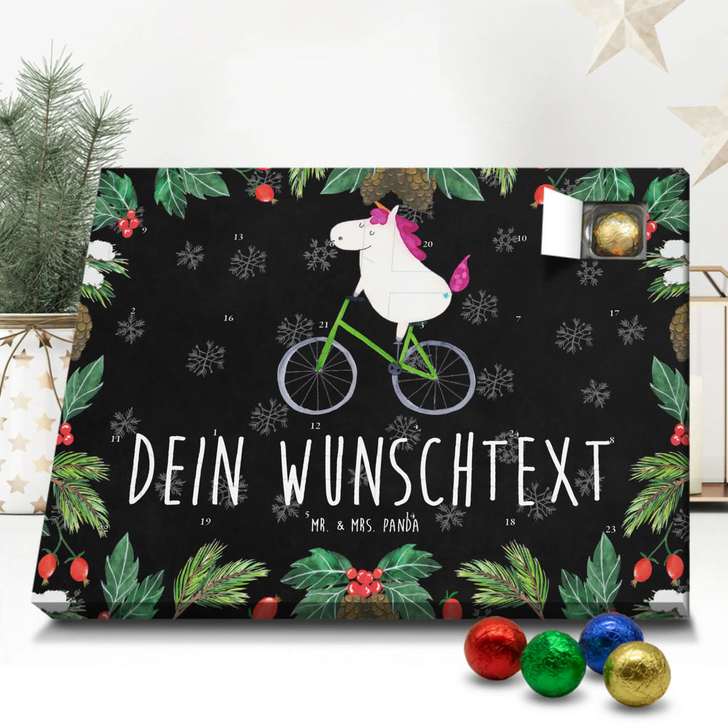 Personalisierter Schoko Adventskalender Einhorn Radfahrer Personalisierter Adventskalender, Adventskalender mit Namen, Einhorn, Einhörner, Einhorn Deko, Pegasus, Unicorn, Radfahren, Radfahrer, Rad, Bike, Feenstaub, Konfetti, Luxusproblem, Kummer, Liebeskummer