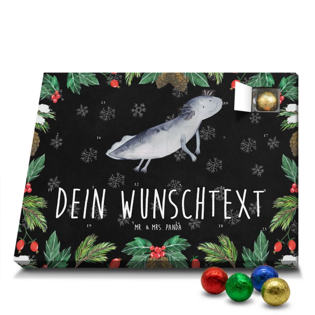 Personalisierter Schoko Adventskalender Axolotl Schwimmen Personalisierter Adventskalender, Adventskalender mit Namen, Axolotl, Molch, Axolot, Schwanzlurch, Lurch, Lurche, Problem, Probleme, Lösungen, Motivation