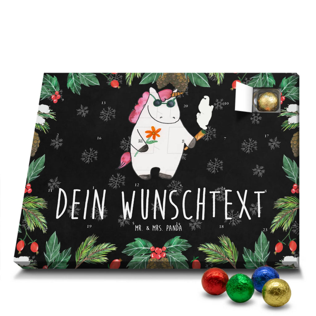 Personalisierter Schoko Adventskalender Einhorn Woodstock Personalisierter Adventskalender, Adventskalender mit Namen, Einhorn, Einhörner, Einhorn Deko, Pegasus, Unicorn, Kiffen, Joint, Zigarette, Alkohol, Party, Spaß. lustig, witzig, Woodstock