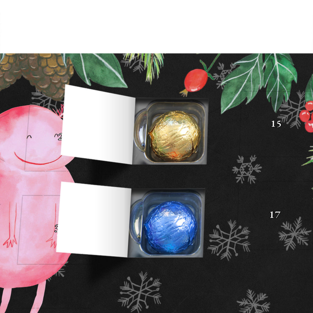 Personalisierter Schoko Adventskalender Axolotl Glücklich Personalisierter Adventskalender, Adventskalender mit Namen, Axolotl, Molch, Axolot, Schwanzlurch, Lurch, Lurche, Motivation, gute Laune