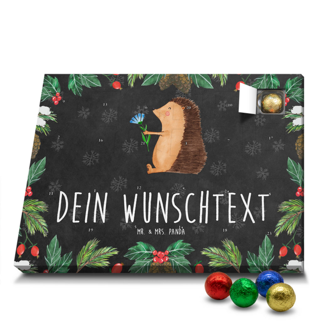 Personalisierter Schoko Adventskalender Igel Blumen Personalisierter Adventskalender, Adventskalender mit Namen, Tiermotive, Gute Laune, lustige Sprüche, Tiere, Igel, Gute Besserung, Genesungswünsche, Krankheit, Krankenhaus, krank, Besuch