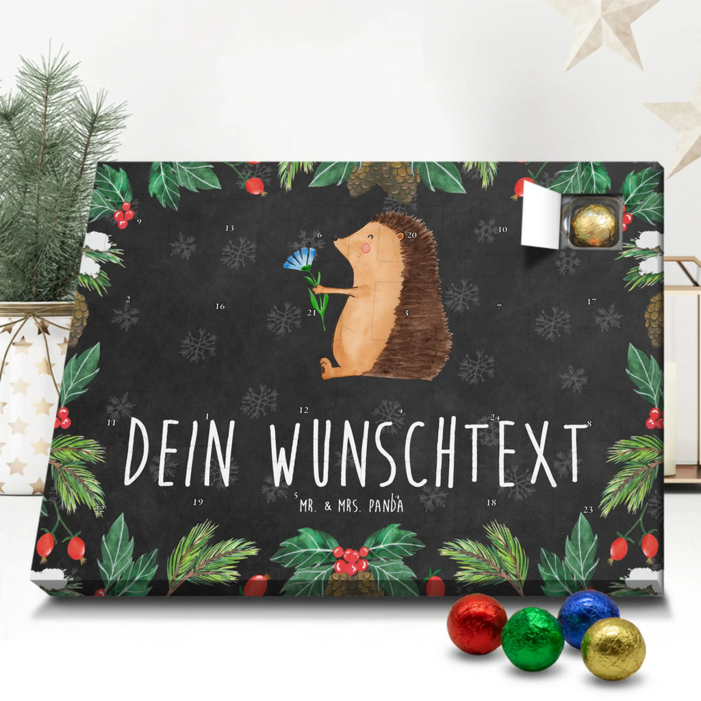 Personalisierter Schoko Adventskalender Igel Blumen Personalisierter Adventskalender, Adventskalender mit Namen, Tiermotive, Gute Laune, lustige Sprüche, Tiere, Igel, Gute Besserung, Genesungswünsche, Krankheit, Krankenhaus, krank, Besuch