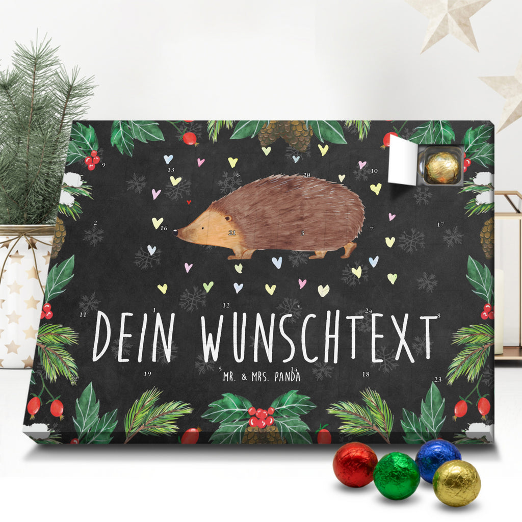 Personalisierter Schoko Adventskalender Igel Herzen Personalisierter Adventskalender, Adventskalender mit Namen, Tiermotive, Gute Laune, lustige Sprüche, Tiere, Liebe, Herz, Herzen, Igel, Vertrauen, Kuss, Leben