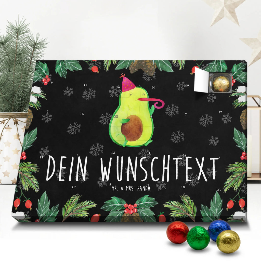 Personalisierter Schoko Adventskalender Avocado Feier Personalisierter Adventskalender, Adventskalender mit Namen, Avocado, Veggie, Vegan, Gesund, Party, Feierlichkeit, Feier, Fete, Geburtstag, Gute Laune, Tröte