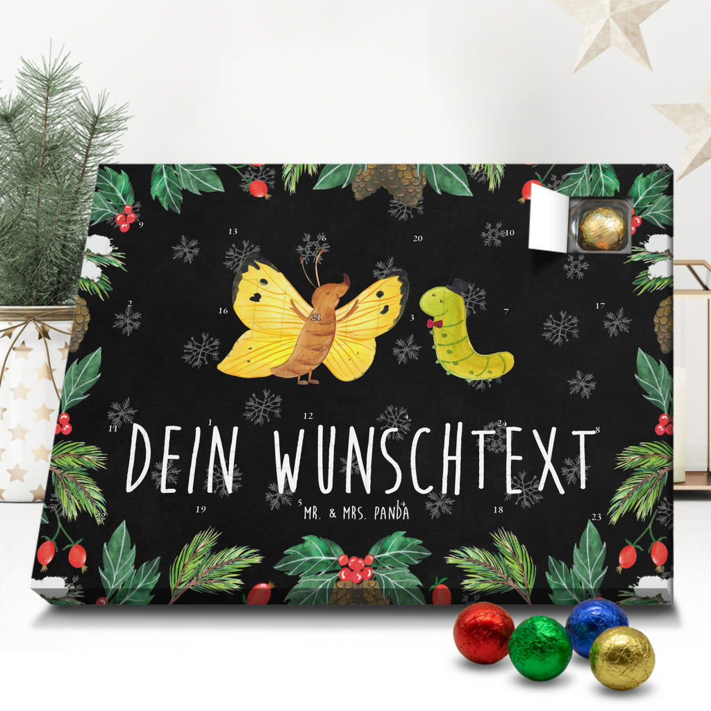 Personalisierter Schoko Adventskalender Raupe Schmetterling Personalisierter Adventskalender, Adventskalender mit Namen, Tiermotive, Gute Laune, lustige Sprüche, Tiere, Raupe, Schmetterling, Zitronenfalter, Entwicklung, Erwachsen werden, Kokon, Hut, Hütchen, Schönheit, Aufwachsen